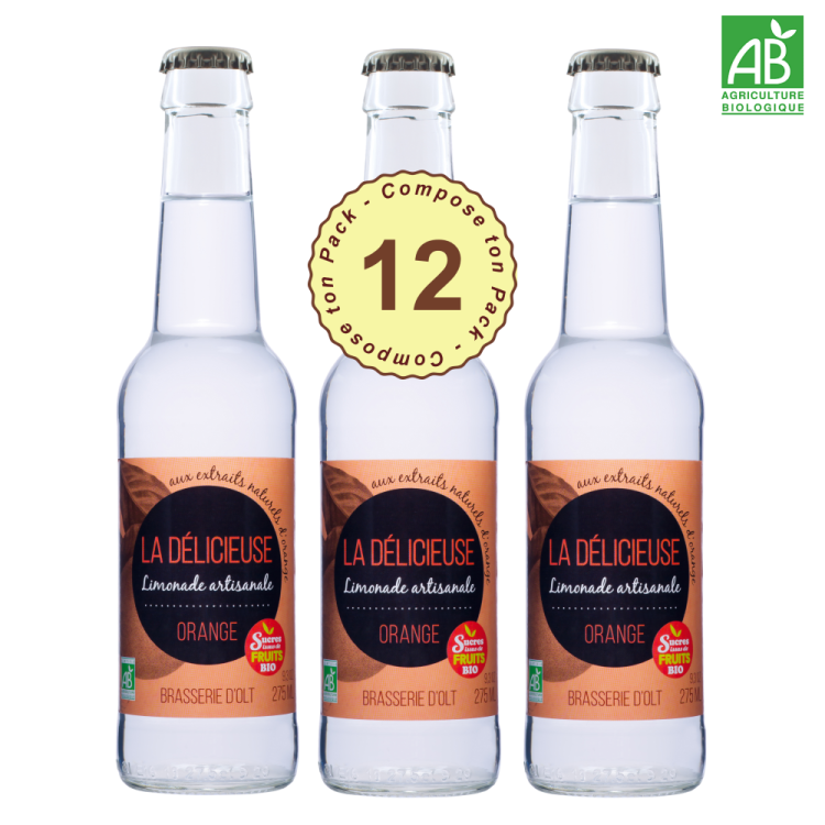 12 Limonades BIO La Délicieuse Orange Dégustation : Gorgée de soleil et de douceur, la Délicieuse BIO aux extraits natur
