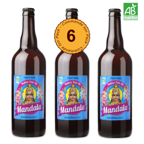 6 Bières MANDALA IPA Bio Délicieusement amères (35 IBU), les India Pale Ales sont brassées avec un houblonnage et un tau