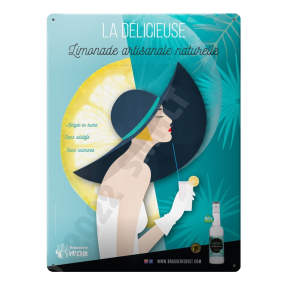 Plaque décorative  métal  "La Délicieuse" Limonade de la Brasserie d'olt - brasseur aveyron